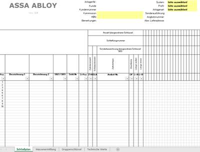 Schließplan einer Ikon-Schließanlage